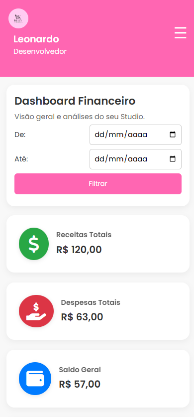 Dashboard MEIAGENDA celular